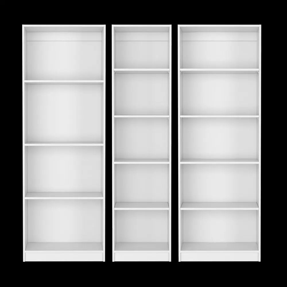 Set of Three White Wood Fourteen Tier Modular Bookcase HomeRoots