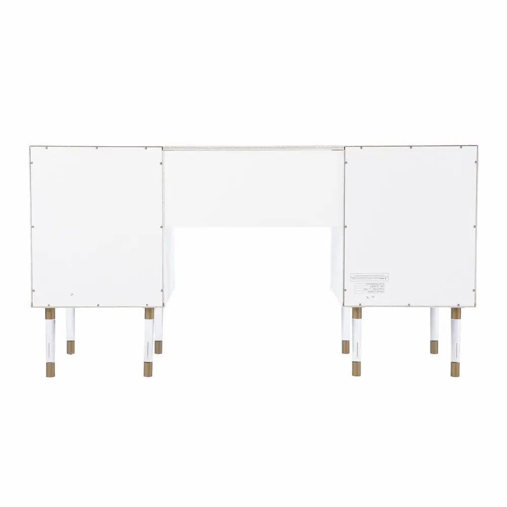 55" White Writing Desk With Four Drawers - NOBLE HOME INTERIORS