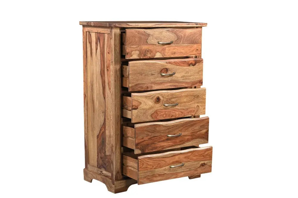 36" Dark Brown Solid Wood Five Drawer Chest HomeRoots