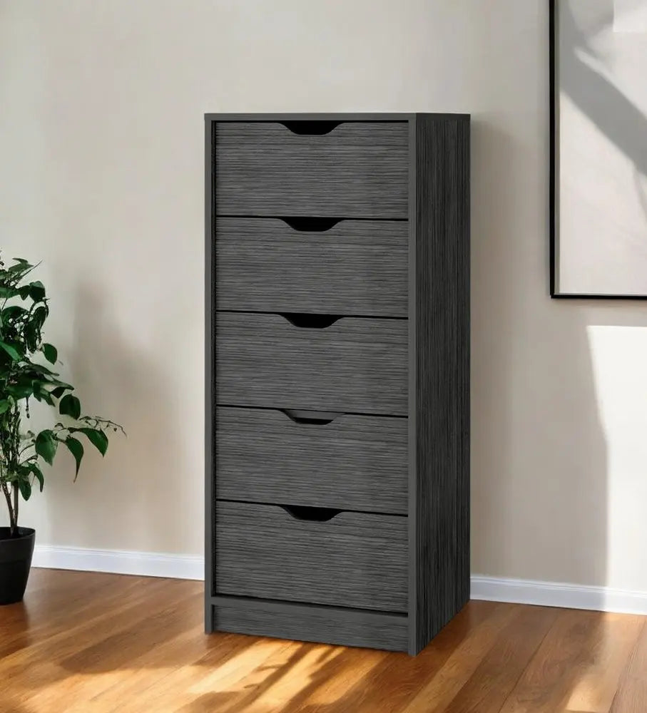 18" Gray Five Drawer Standard Chest HomeRoots