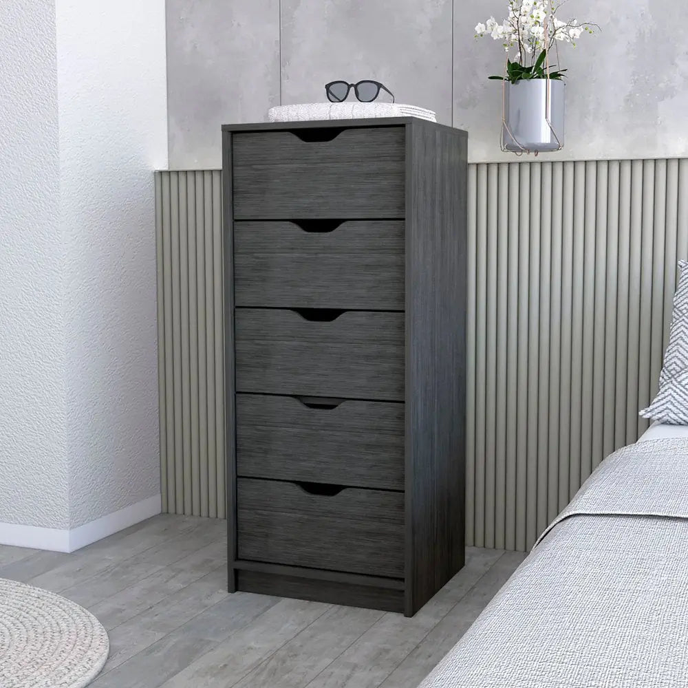 18" Gray Five Drawer Standard Chest HomeRoots
