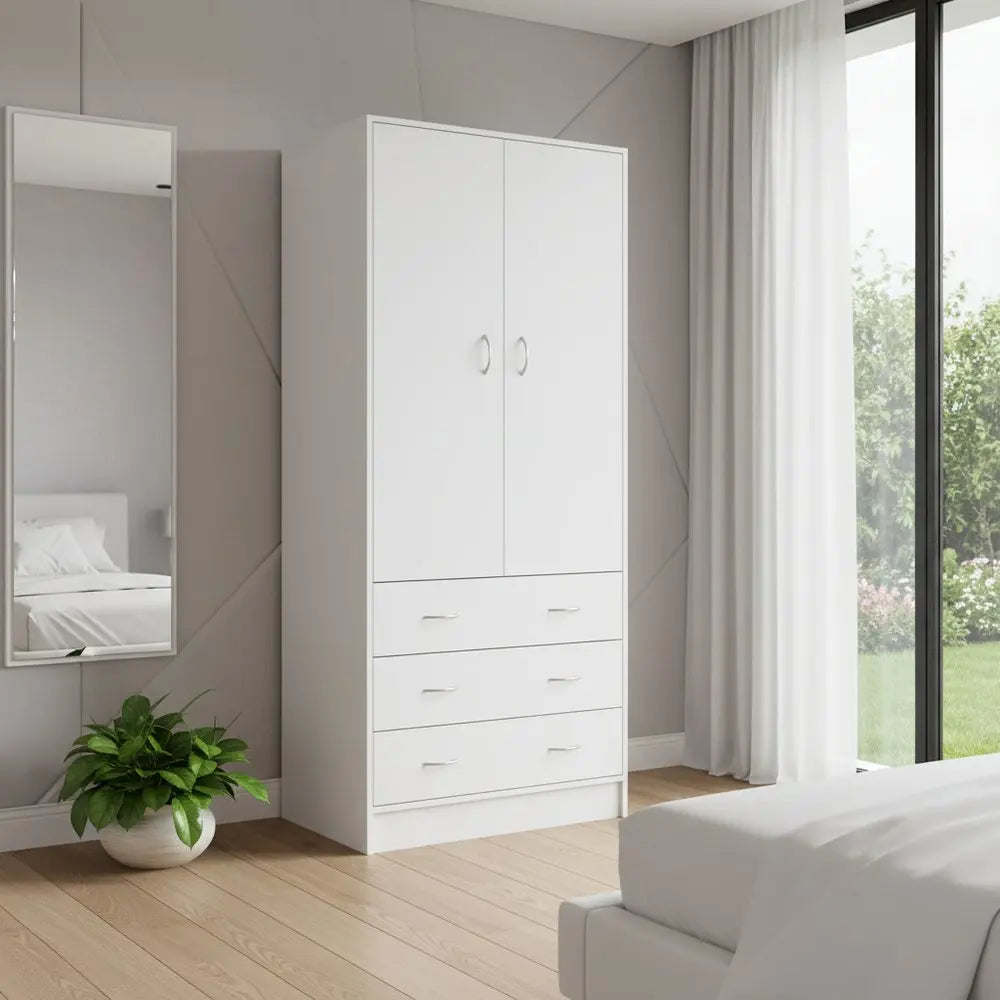 71" White Two Door Three Drawer Combo Dresser HomeRoots