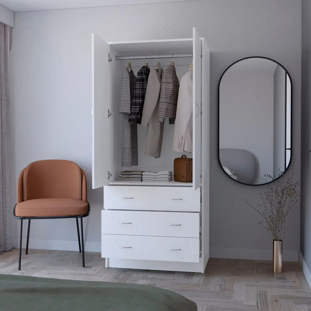 71" White Two Door Three Drawer Combo Dresser HomeRoots