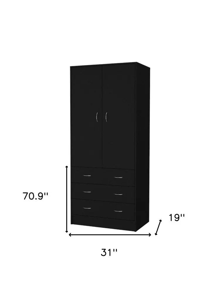 71" Black Two Door Three Drawer Combo Dresser HomeRoots