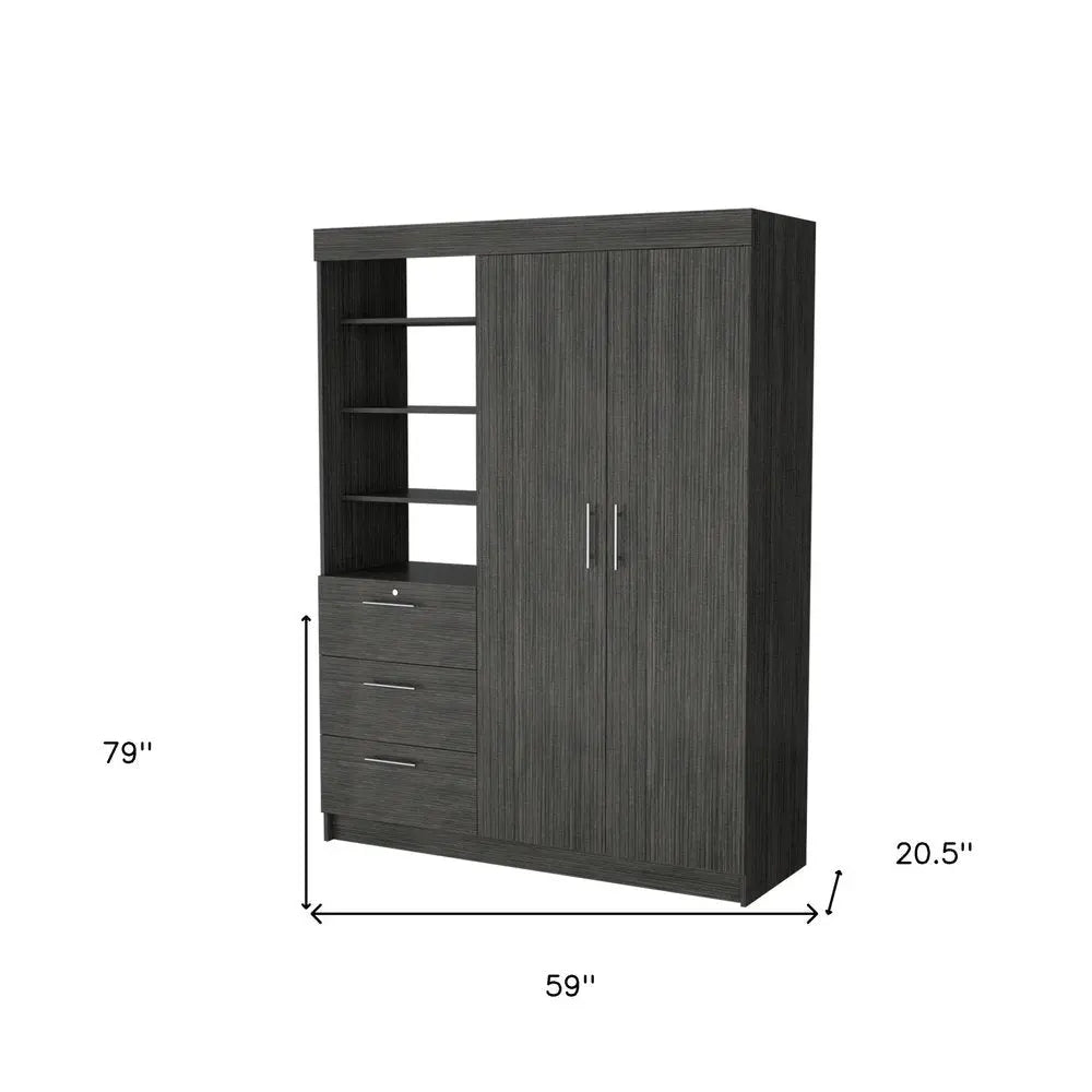 59" Gray Three Drawer Combo Dresser HomeRoots