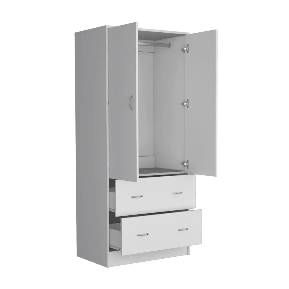 71" White Two Door Two Drawer Combo Dresser HomeRoots