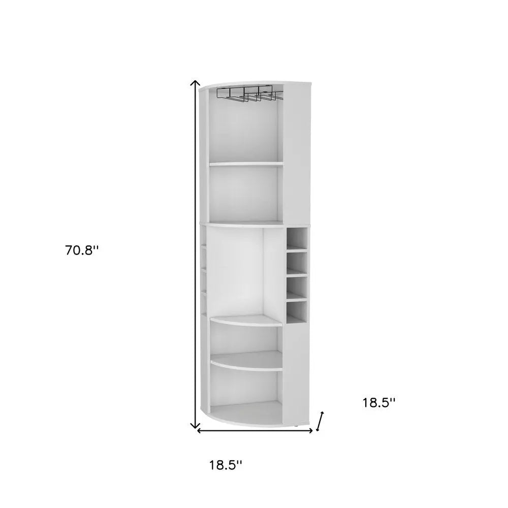71" White Wood Corner Bar Cabinet HomeRoots