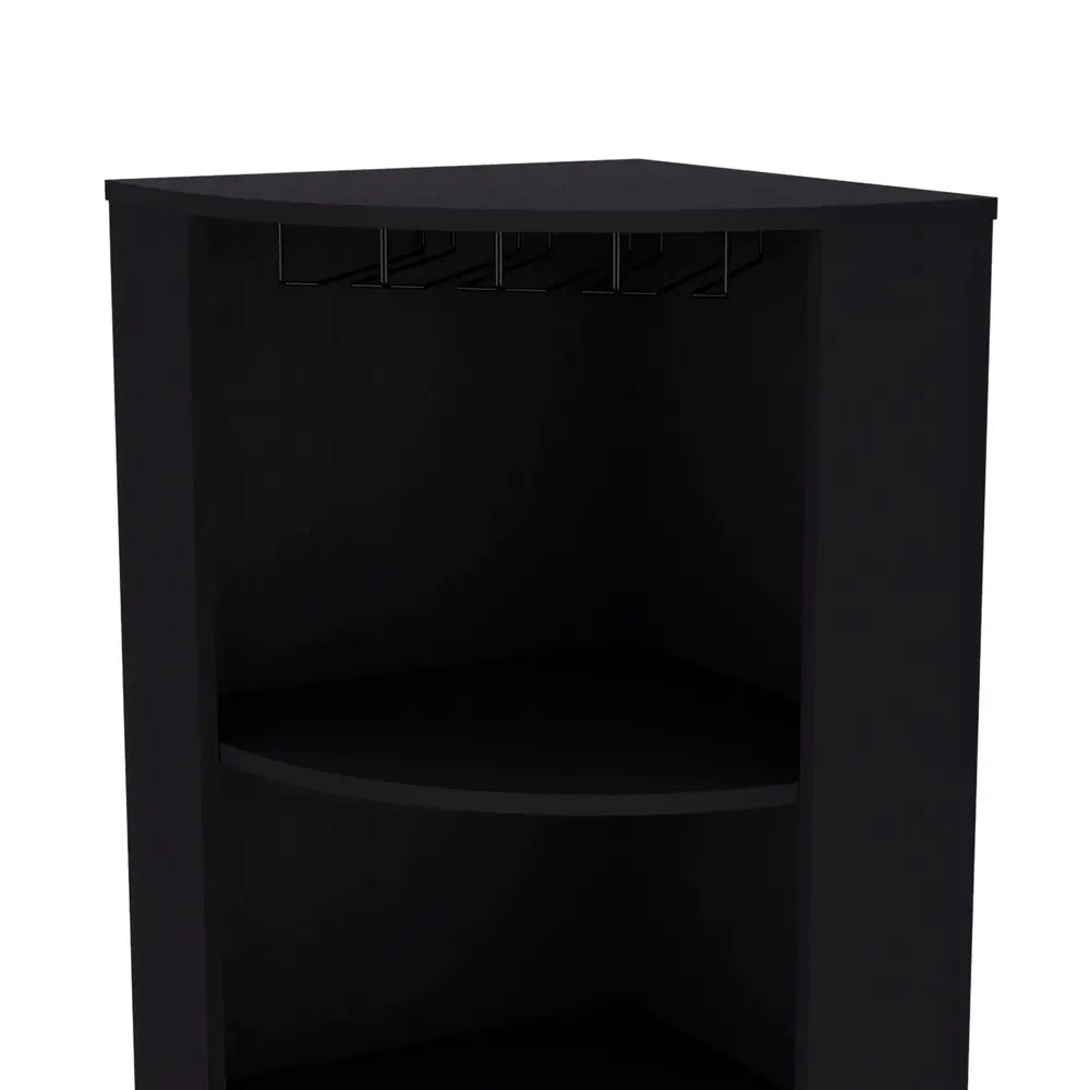 71" Black Wood Corner Bar Cabinet HomeRoots