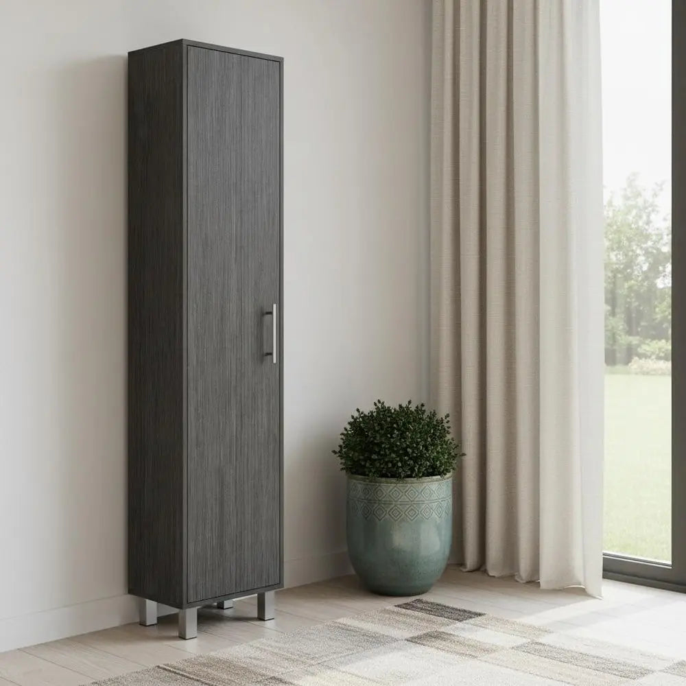 71" Gray Wood Accent Cabinet With Single Door HomeRoots