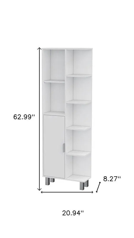 63" White Wood Accent Cabinet With Single Door HomeRoots