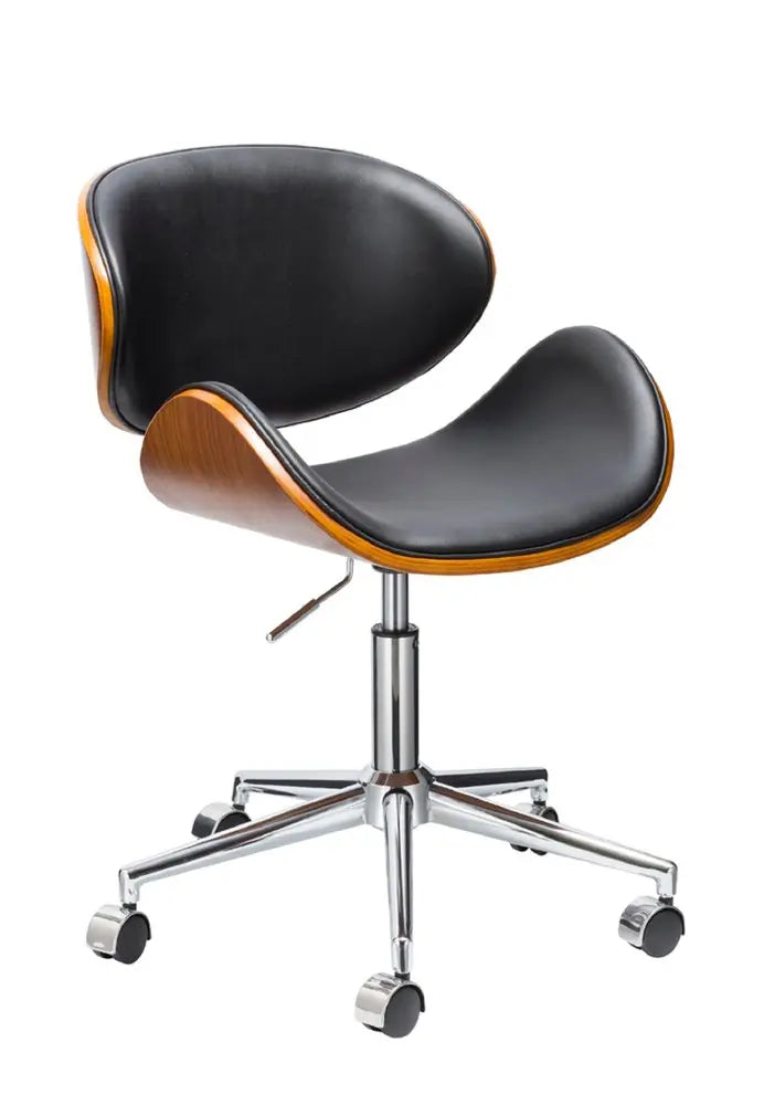 Brown Black and Silver Adjustable Height Swivel Rolling Office Chair HomeRoots