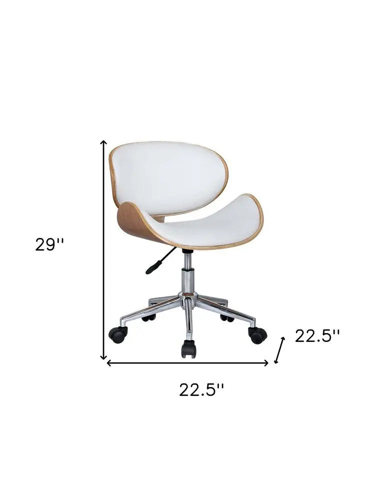 Brown White and Silver Adjustable Height Swivel Rolling Office Chair HomeRoots