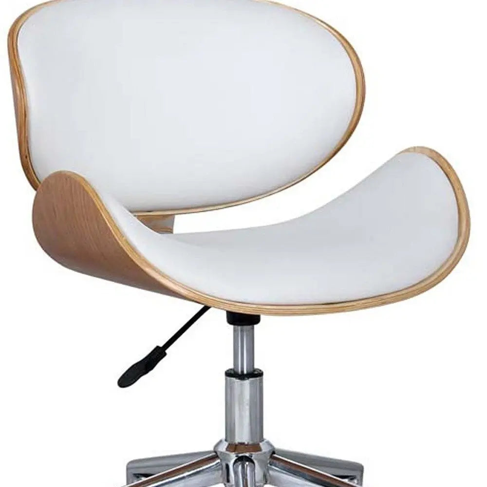 Brown White and Silver Adjustable Height Swivel Rolling Office Chair HomeRoots