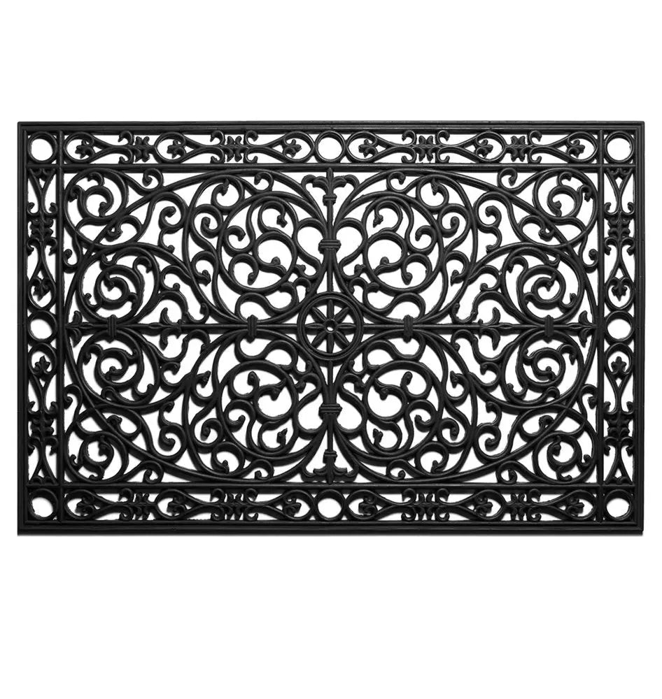 24" X 36" Black Rubber Scrollwork Outdoor Door Mat HomeRoots