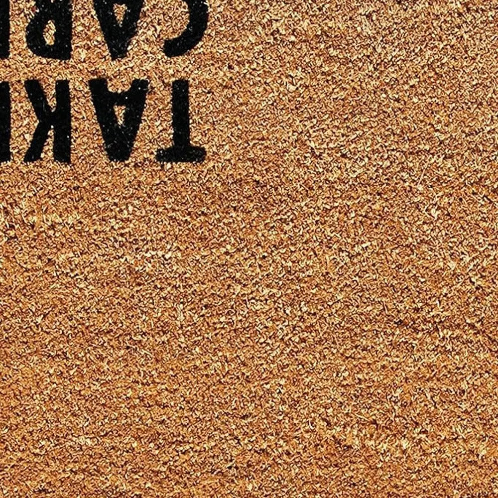 17" X 29" Natural and Black Coir Hey There Outdoor Door Mat HomeRoots