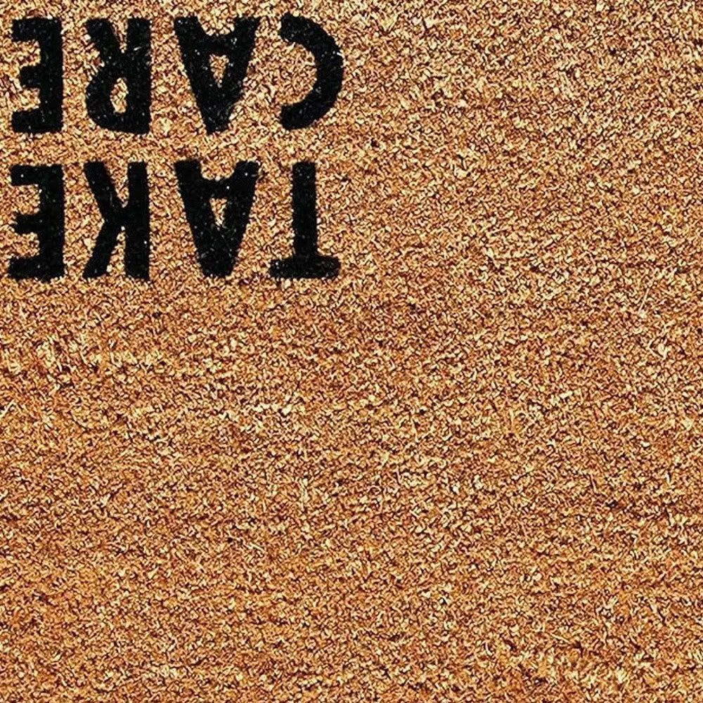 17" X 29" Natural and Black Coir Hey There Outdoor Door Mat HomeRoots