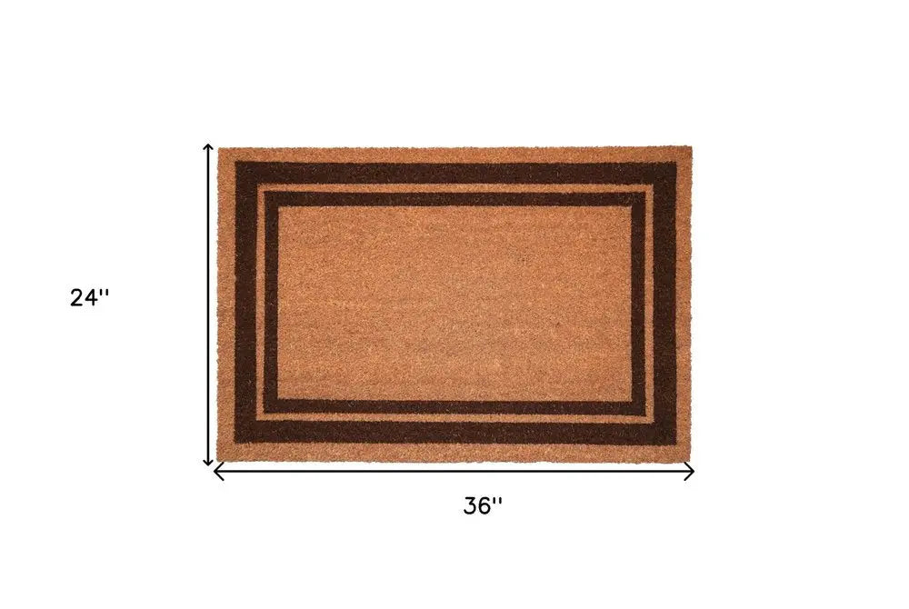 24" X 36" Natural and Black Coir Geometric Outdoor Door Mat HomeRoots