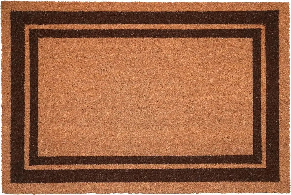 24" X 36" Natural and Black Coir Geometric Outdoor Door Mat HomeRoots