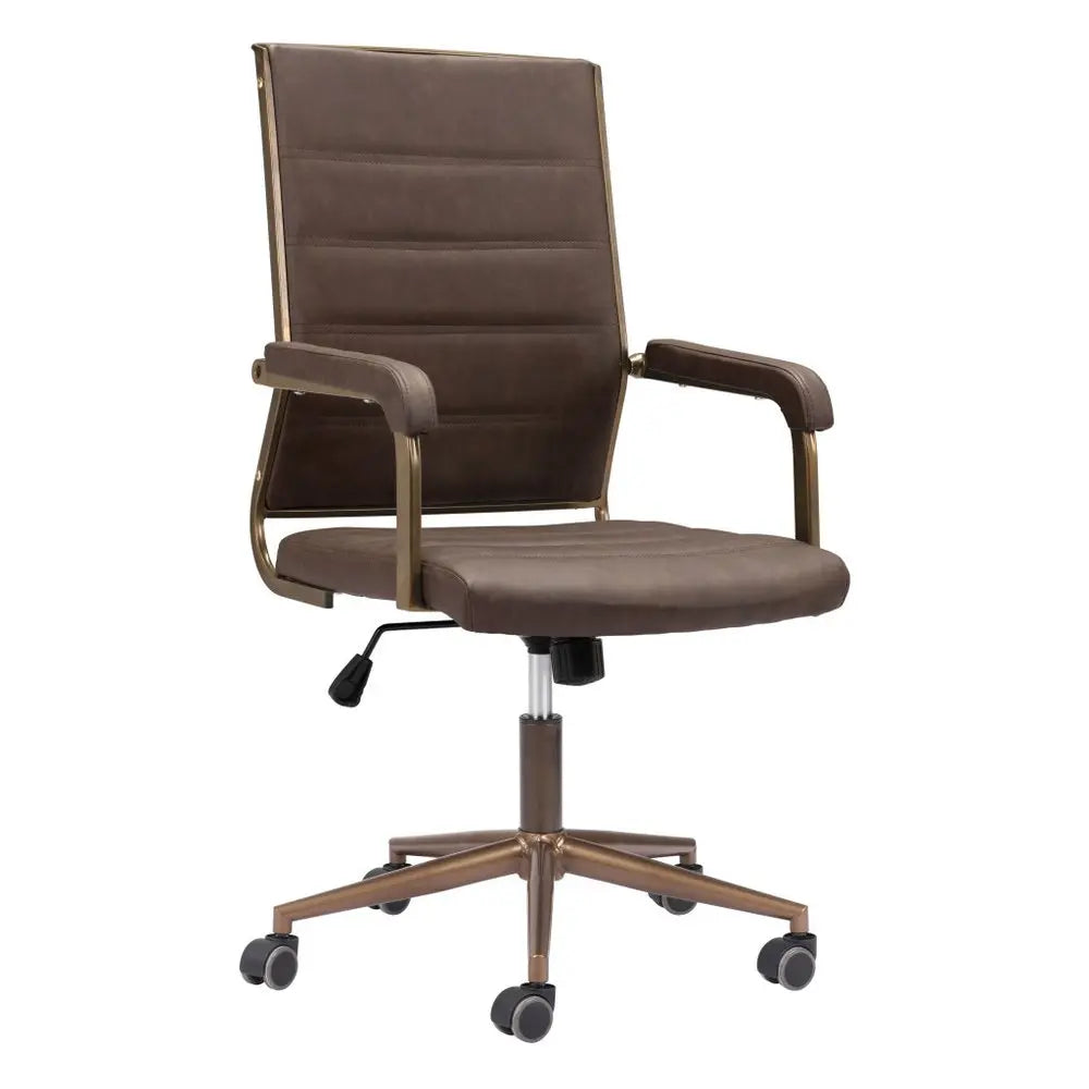 Espresso and Bronze Adjustable Height Swivel Rolling Office Chair HomeRoots