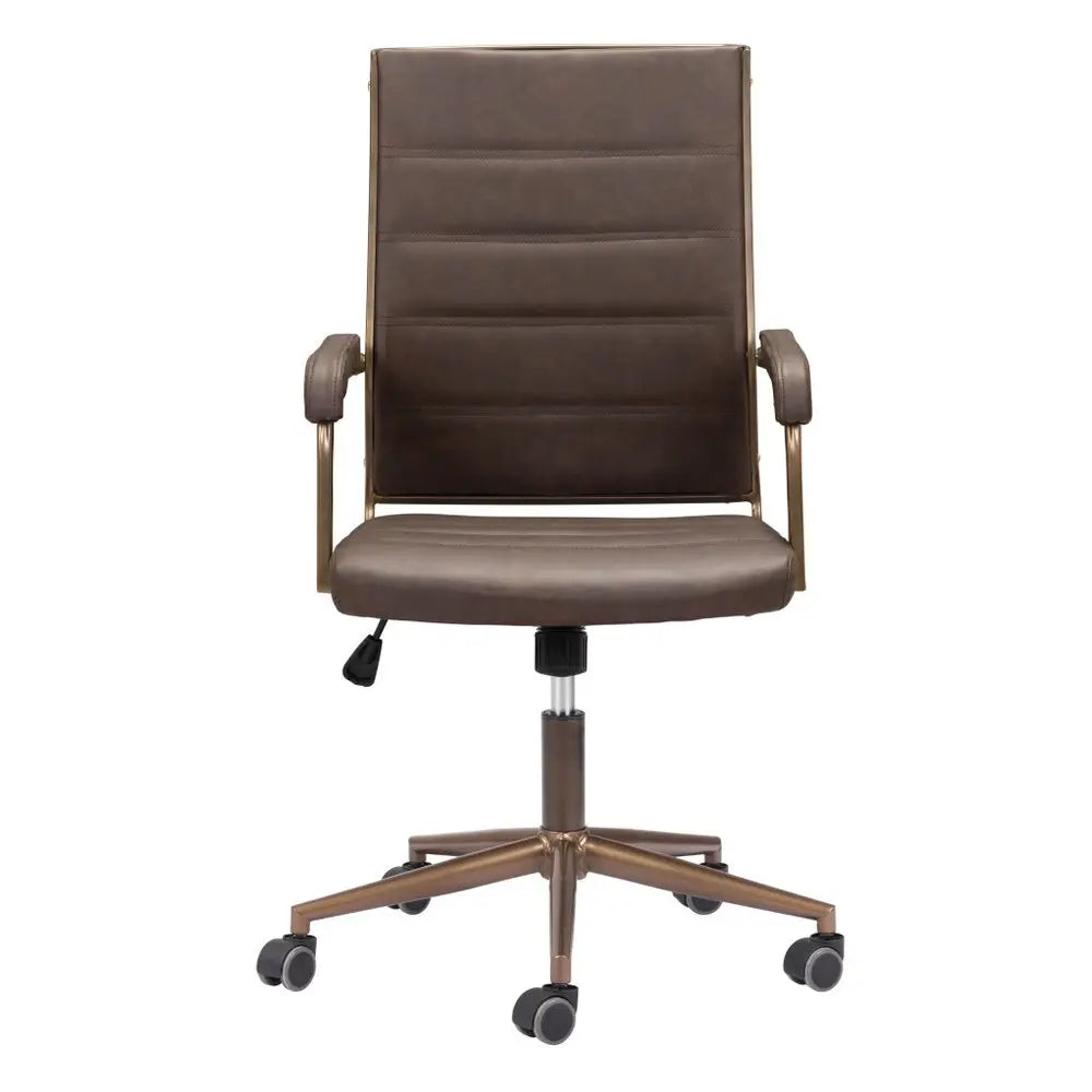 Espresso and Bronze Adjustable Height Swivel Rolling Office Chair HomeRoots