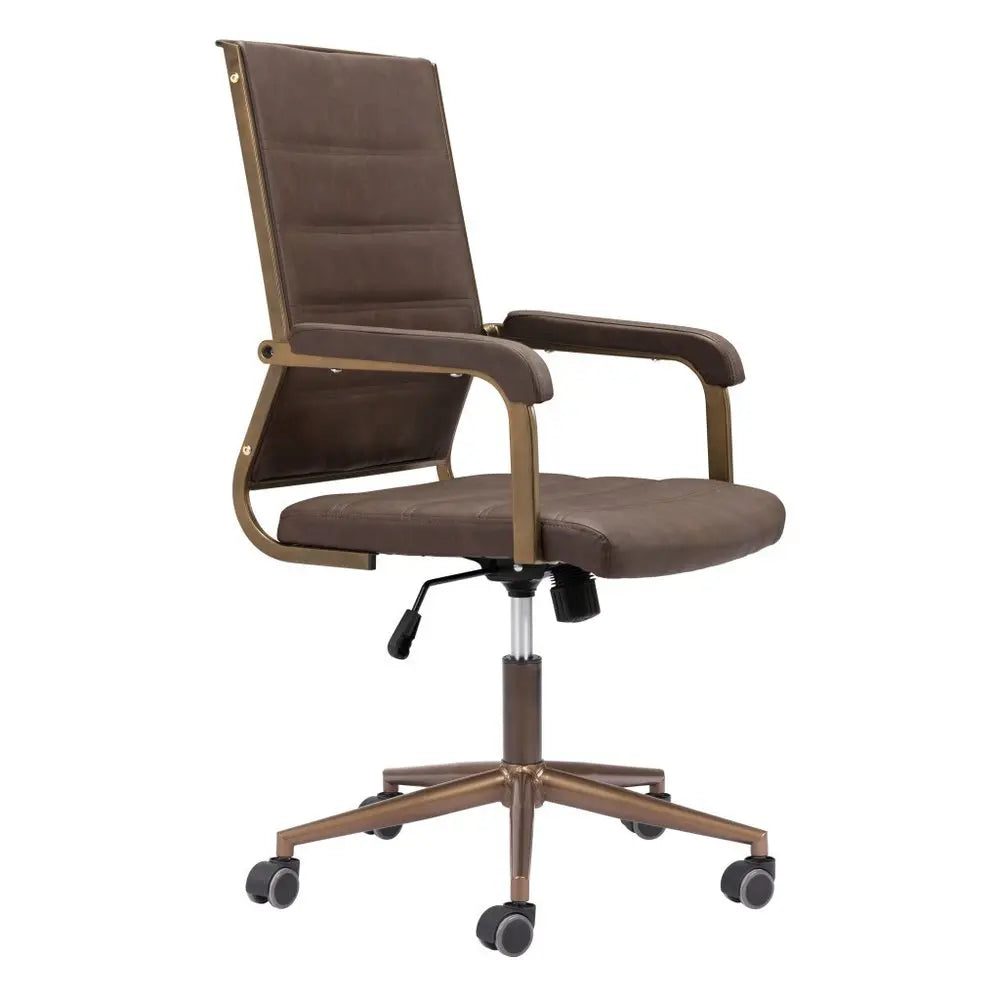Espresso and Bronze Adjustable Height Swivel Rolling Office Chair HomeRoots