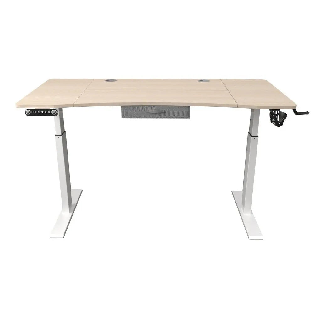 Adjustable Height Oak and White Metal And Wood Hi Low Sit Or Stand Desk HomeRoots