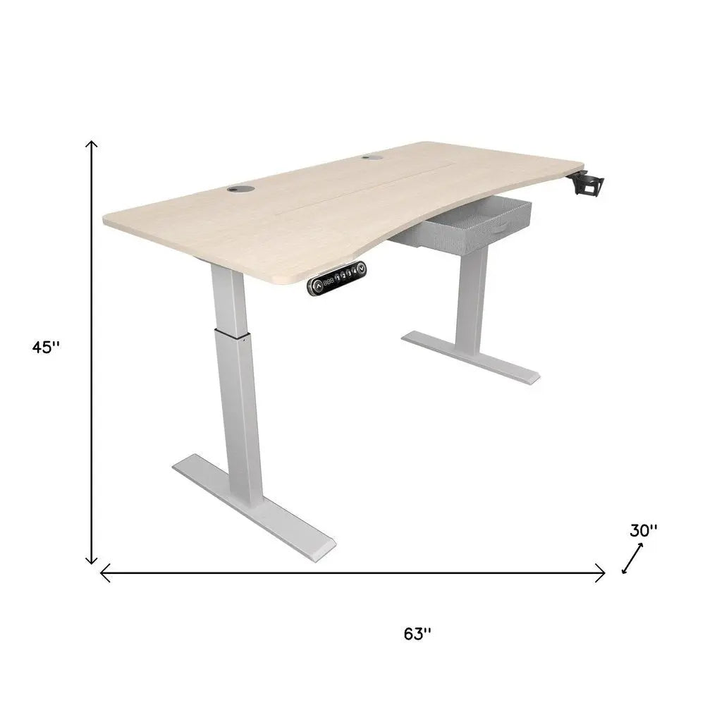 63" Adjustable Beige Standing Desk HomeRoots