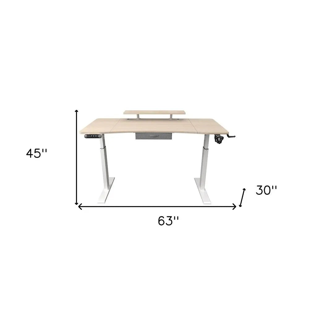 63" Adjustable Beige Standing Desk HomeRoots