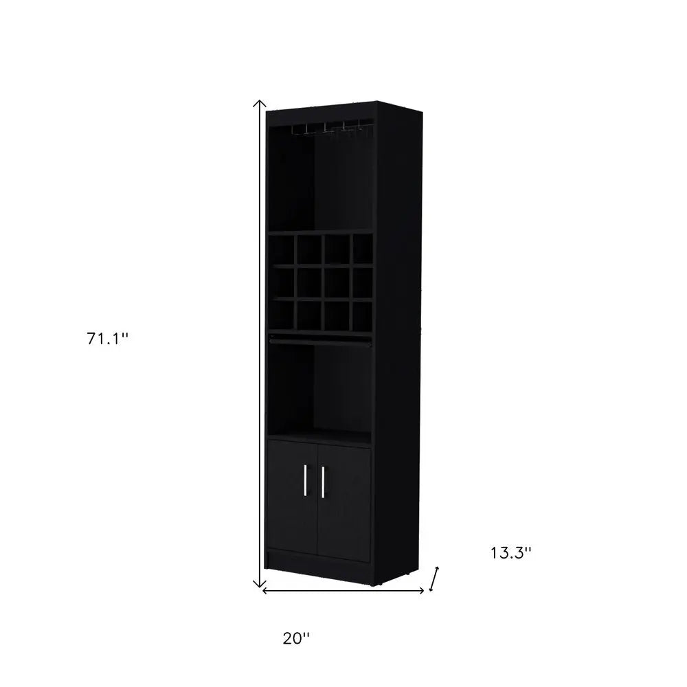 71" Black Wood Bar Cabinet With Two Doors HomeRoots