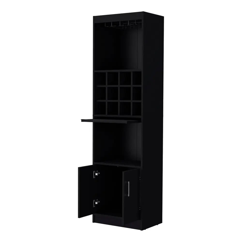 71" Black Wood Bar Cabinet With Two Doors HomeRoots