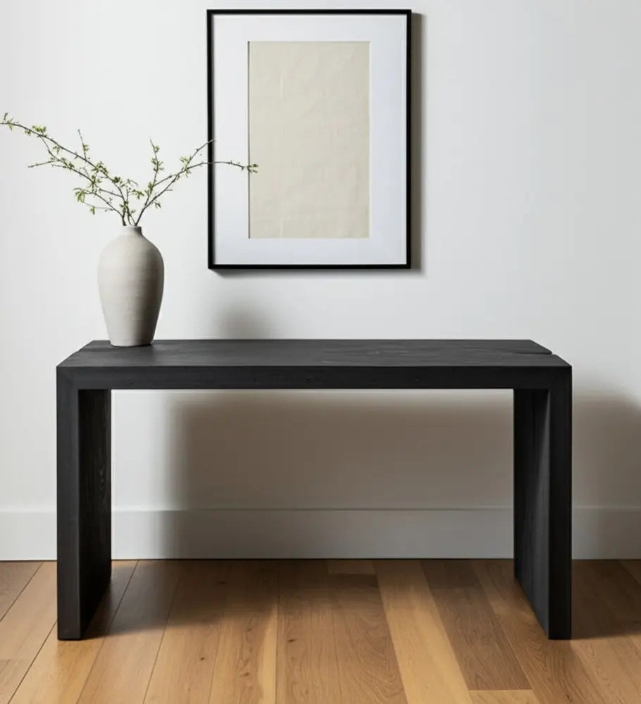 56" Graphite Reclaimed Wood Sled Writing Desk - NOBLE HOME INTERIORS