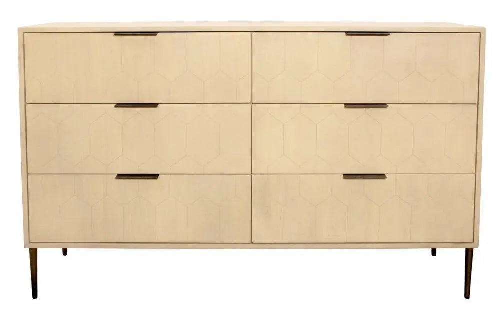 56" Natural Solid Wood Six Drawer Dresser - NOBLE HOME INTERIORS
