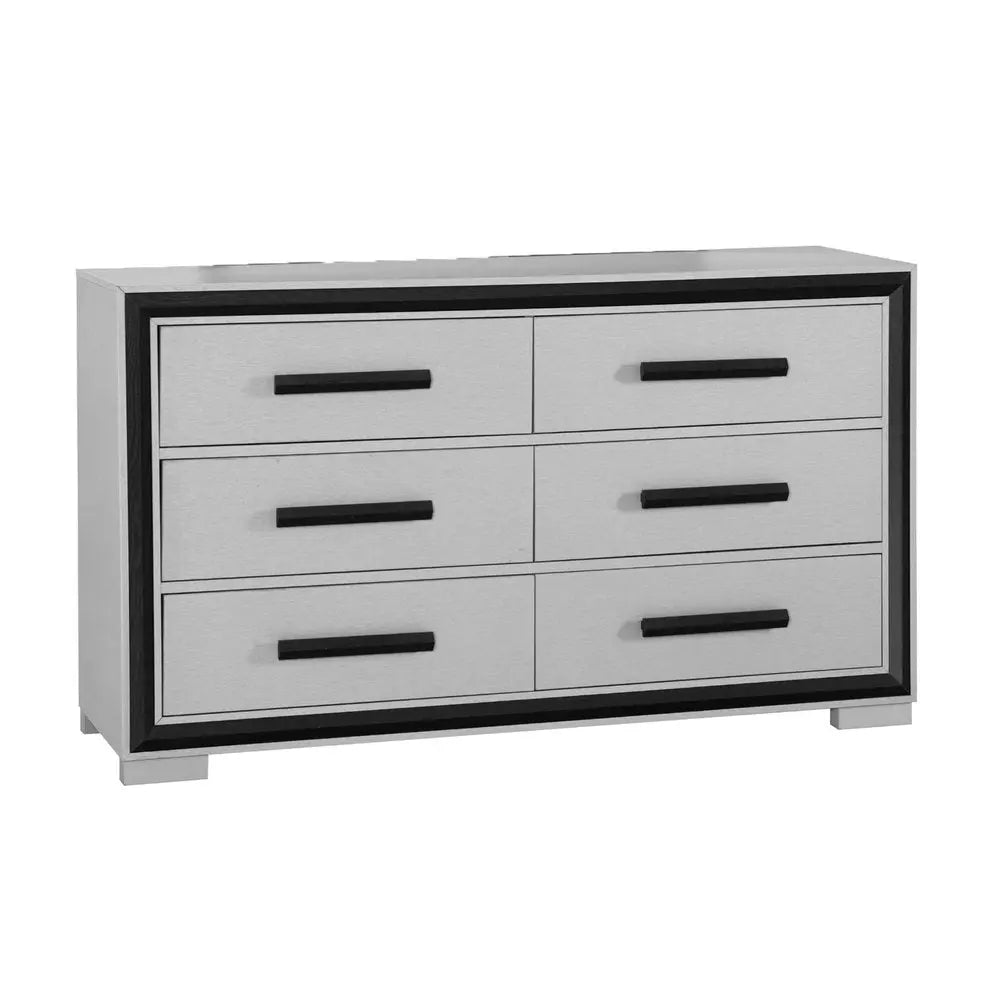 60" Gray And Black Wood Six Drawer Double Dresser HomeRoots