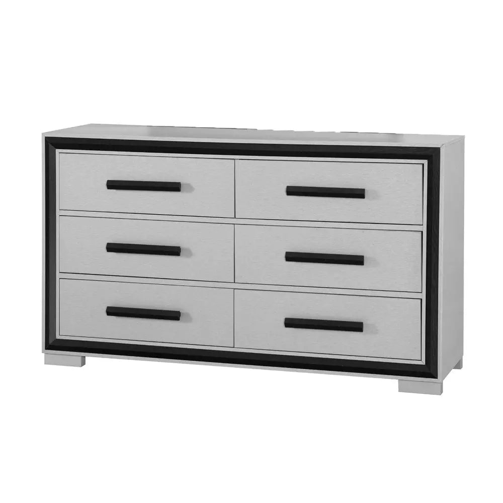 60" Gray And Black Wood Six Drawer Double Dresser HomeRoots