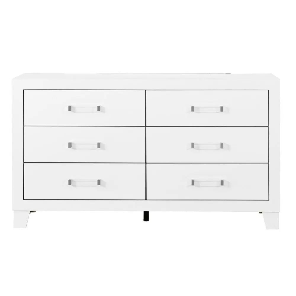 58" White Wood Six Drawer Double Dresser HomeRoots