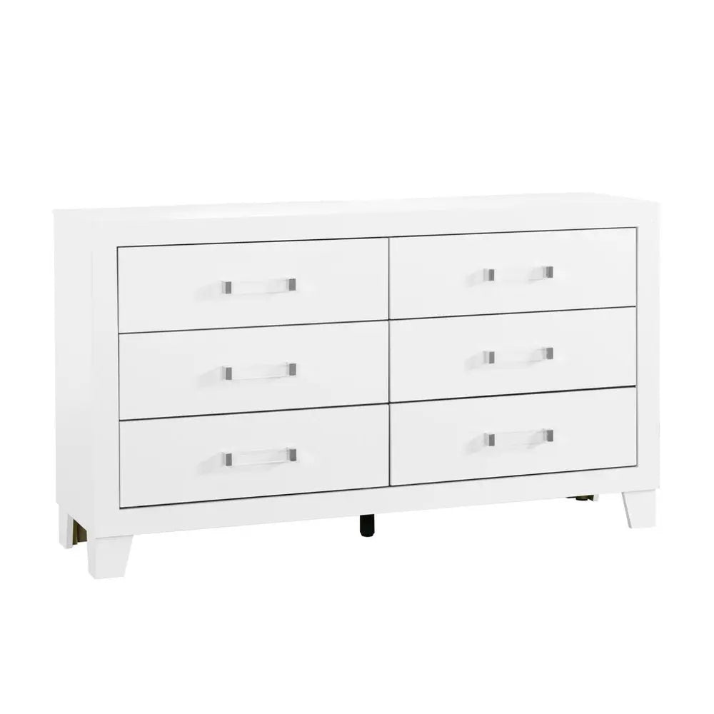 58" White Wood Six Drawer Double Dresser HomeRoots