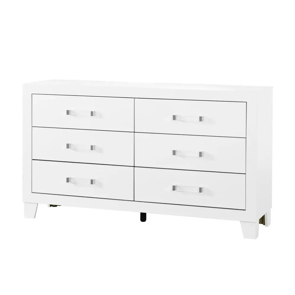 58" White Wood Six Drawer Double Dresser HomeRoots