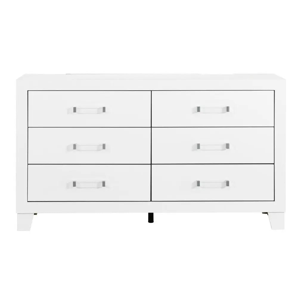 58" White Wood Six Drawer Double Dresser HomeRoots