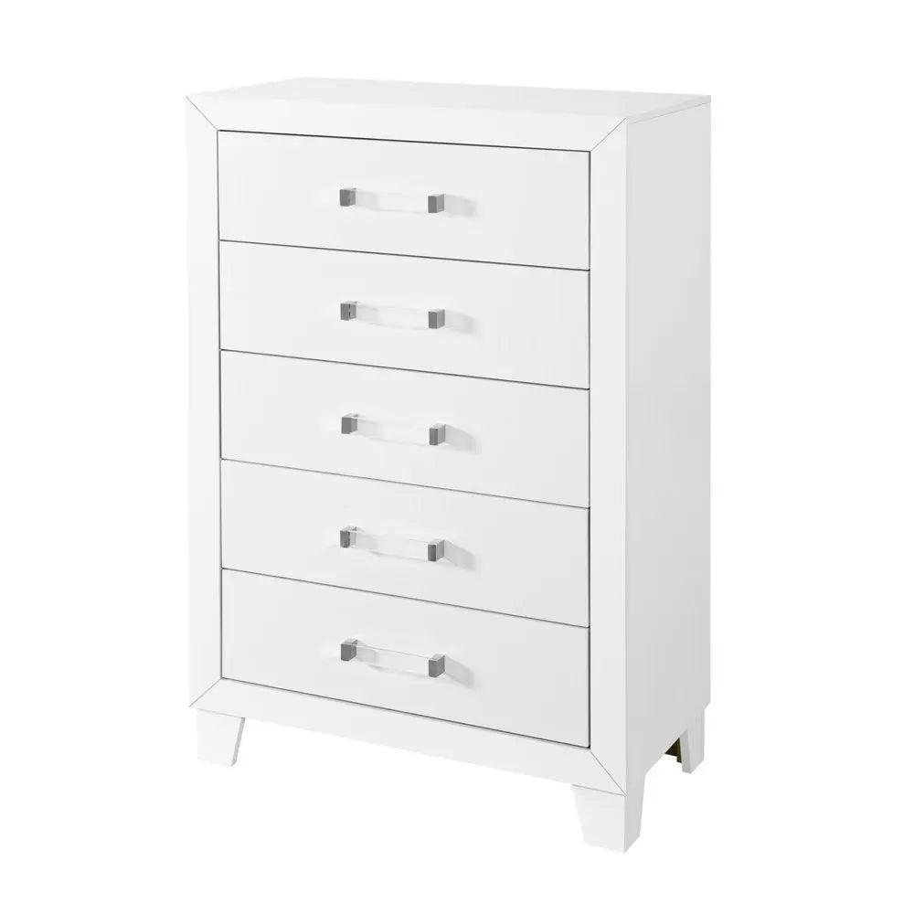 49" White Wood Five Drawer Dresser HomeRoots