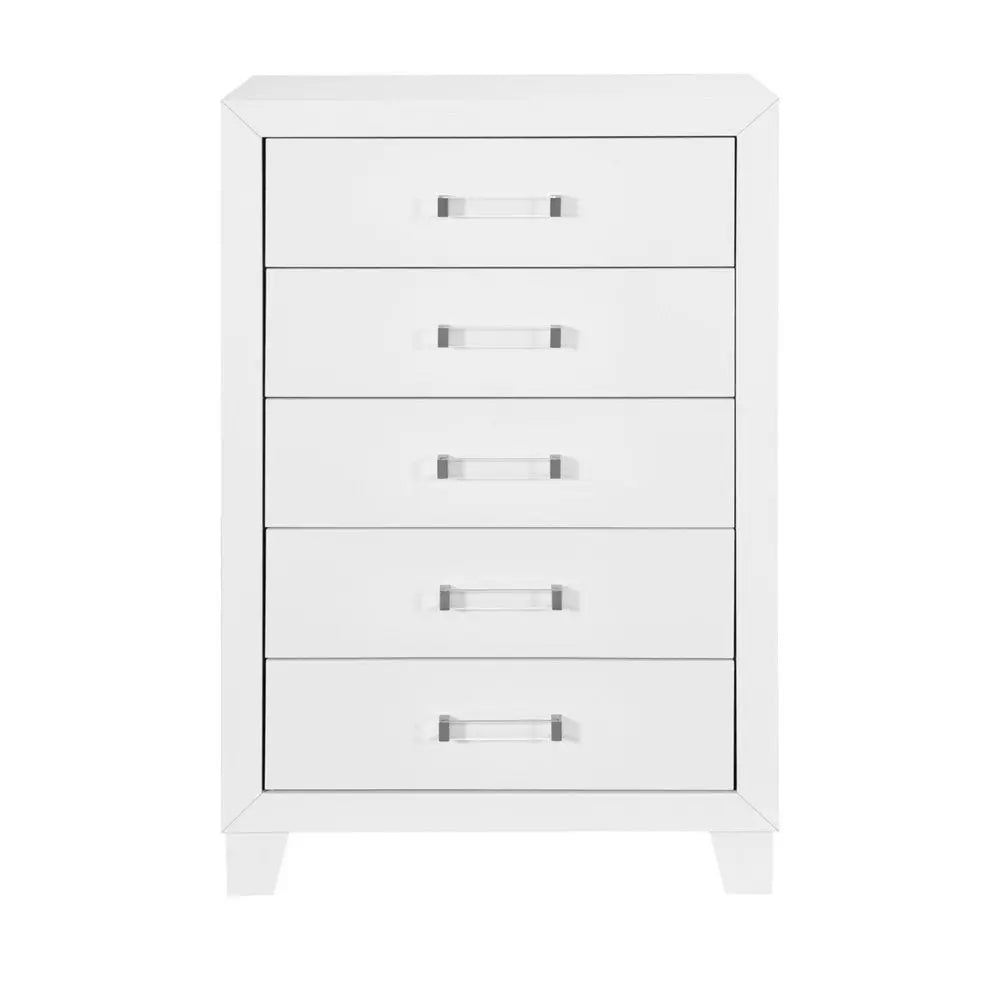 49" White Wood Five Drawer Dresser HomeRoots