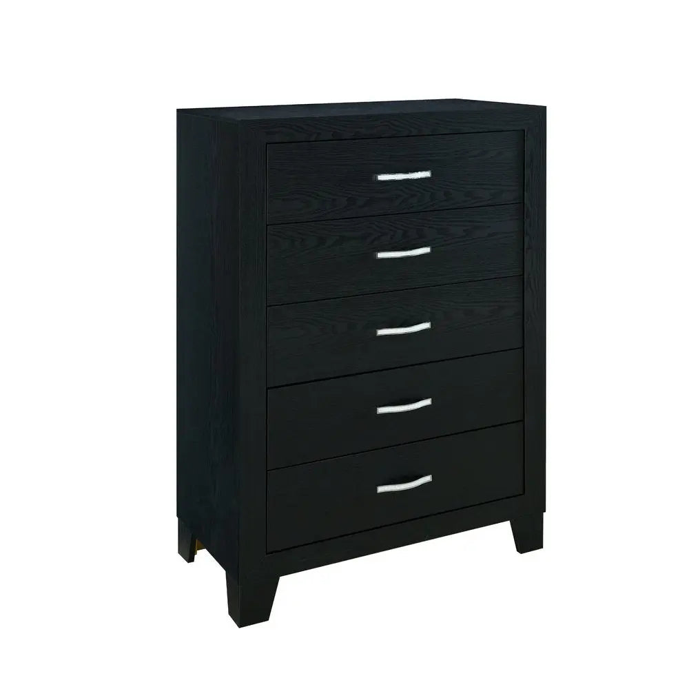 49" Black Wood Five Drawer Dresser HomeRoots