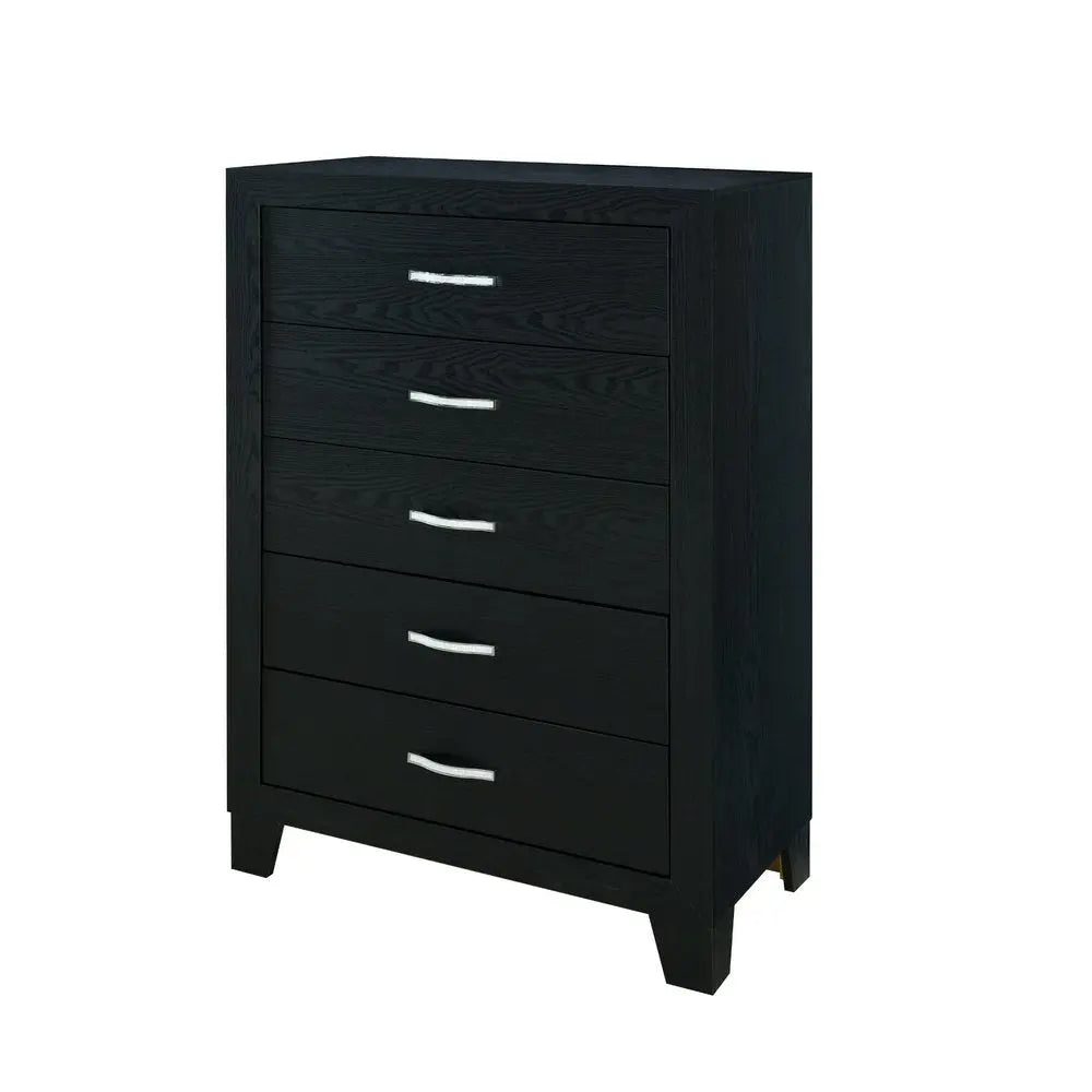 49" Black Wood Five Drawer Dresser HomeRoots