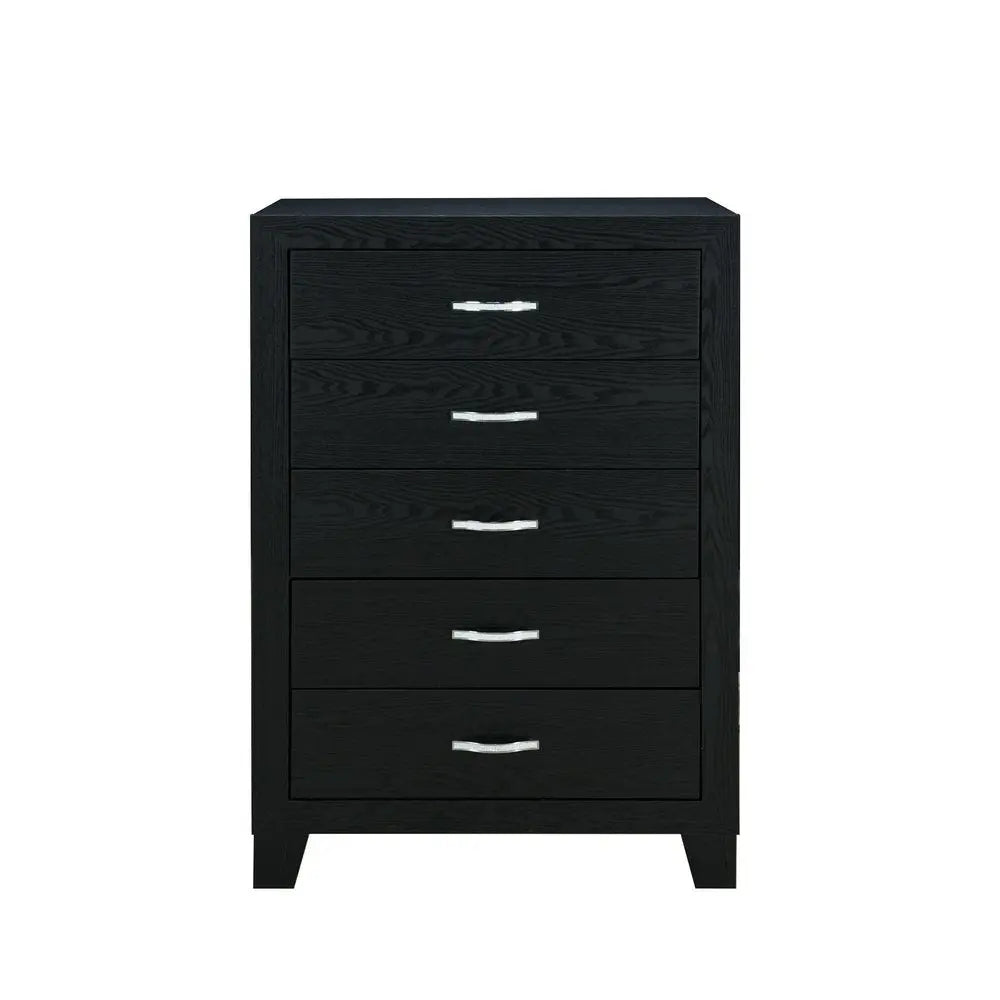 49" Black Wood Five Drawer Dresser HomeRoots