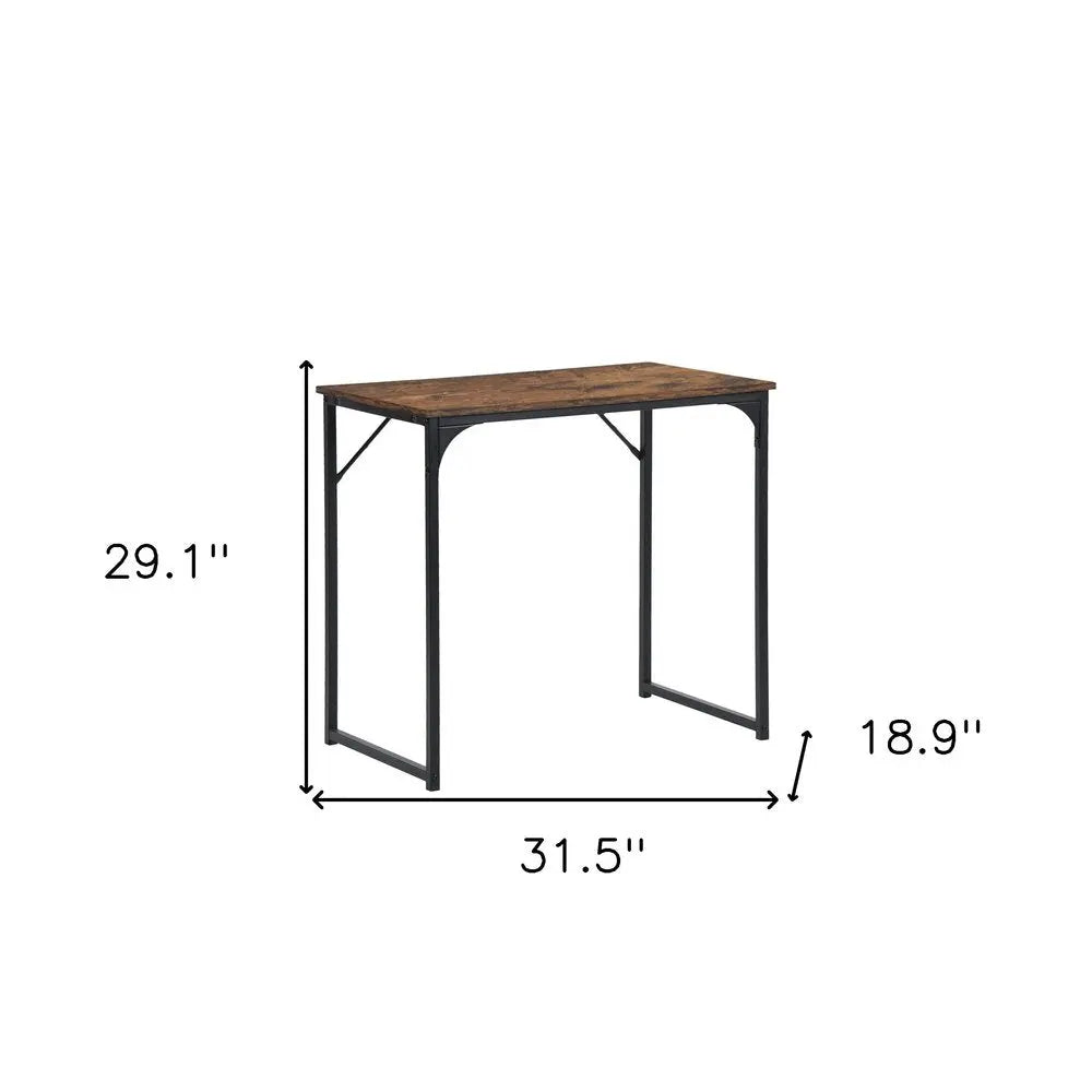 32" Brown and Black Wood and Metal H-Shape Computer Desk HomeRoots