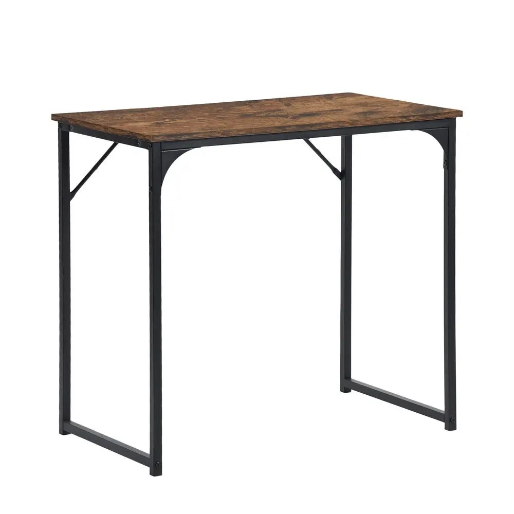 32" Brown and Black Wood and Metal H-Shape Computer Desk HomeRoots