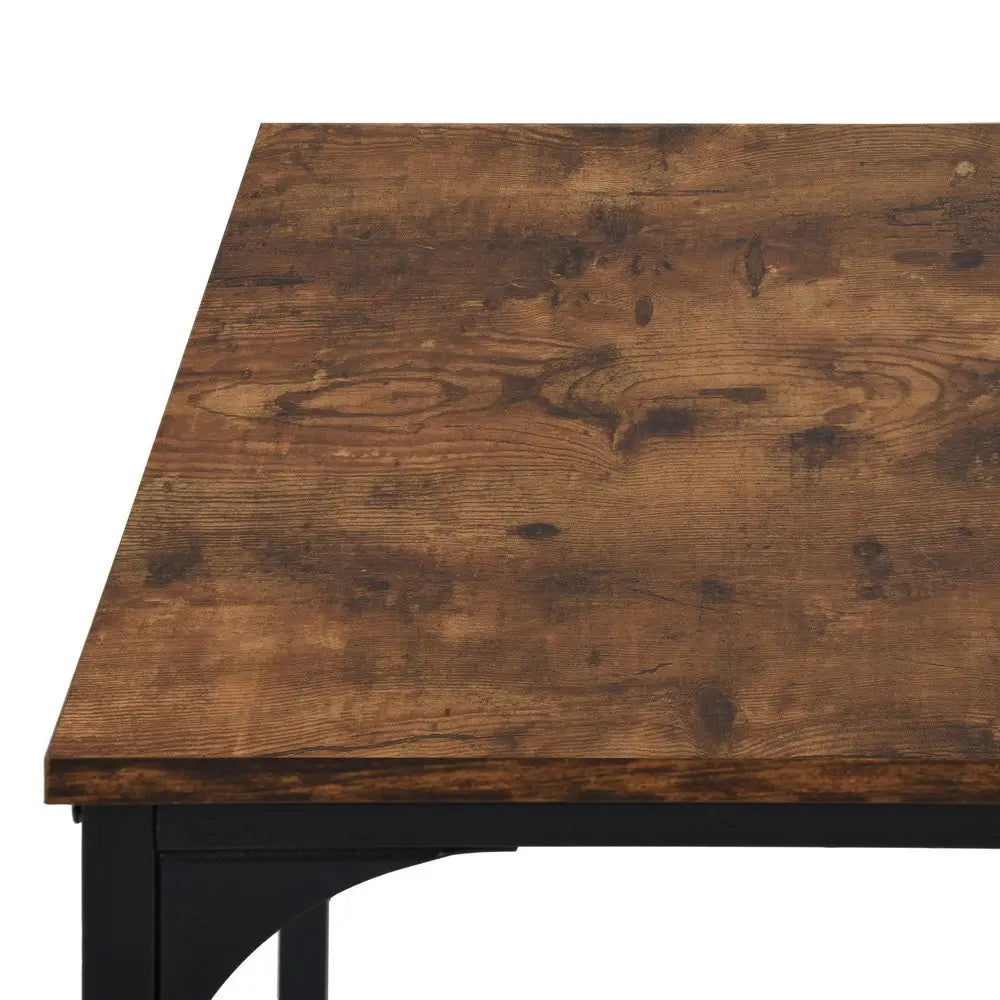 32" Brown and Black Wood and Metal H-Shape Computer Desk HomeRoots