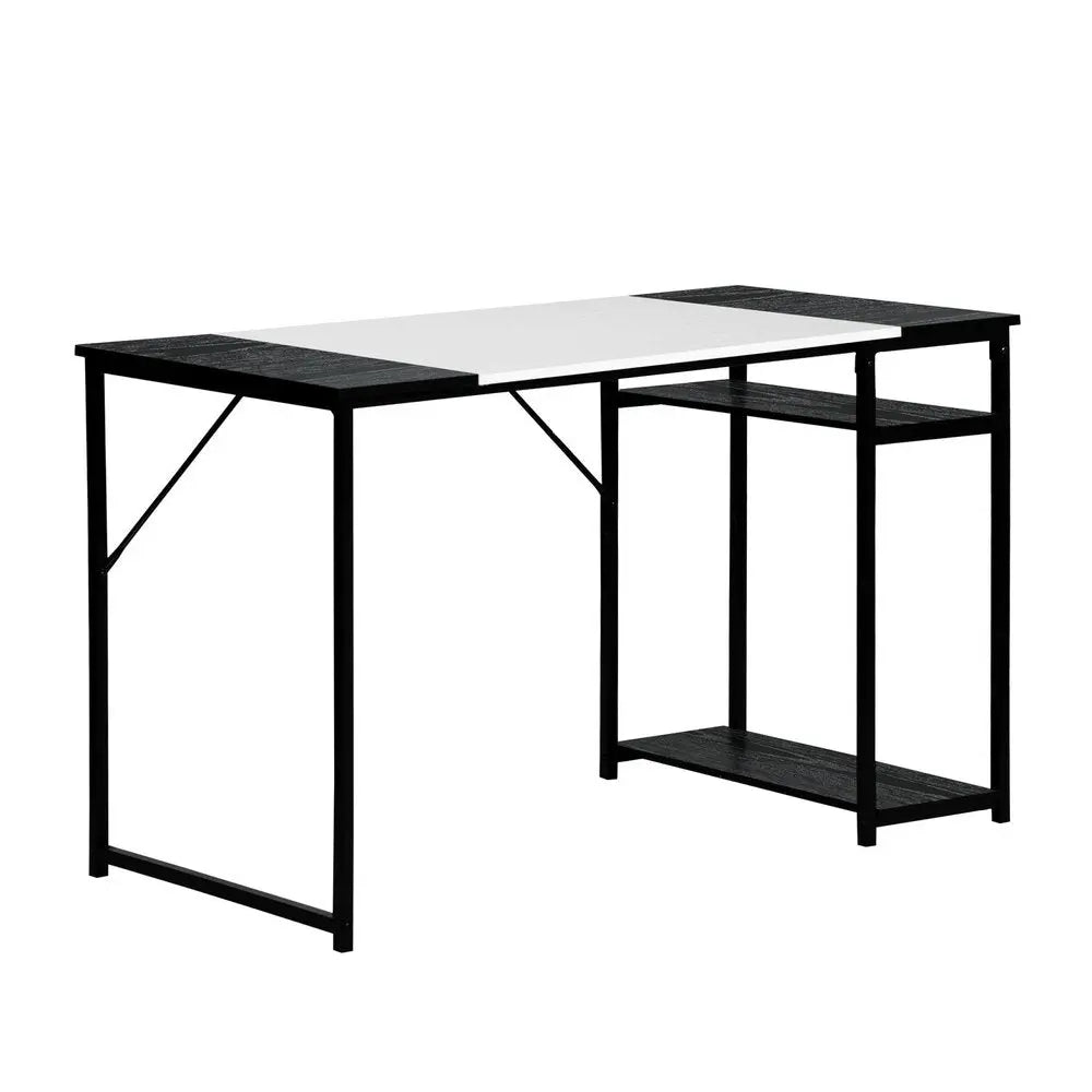 47" Black and White Wood and Metal H-Shape Computer Desk HomeRoots