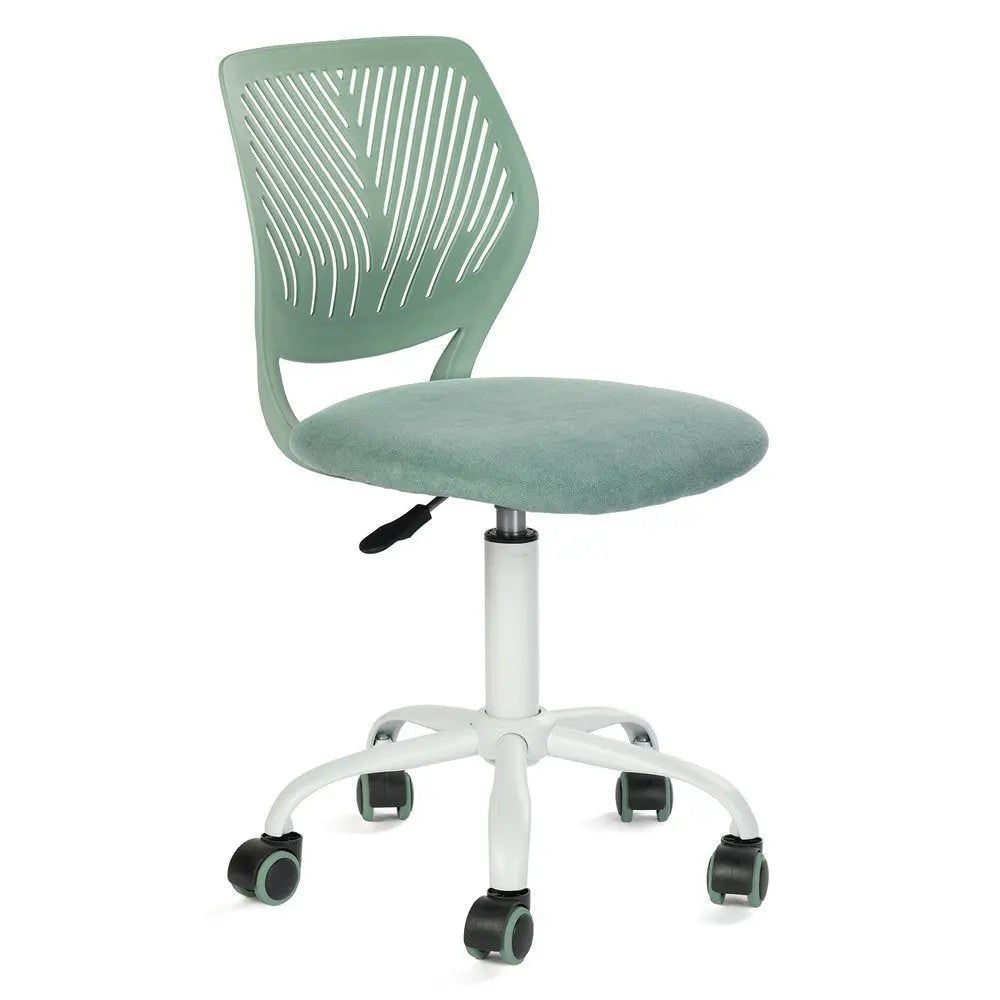Teal and White Adjustable Height Swivel Rolling Office Chair HomeRoots