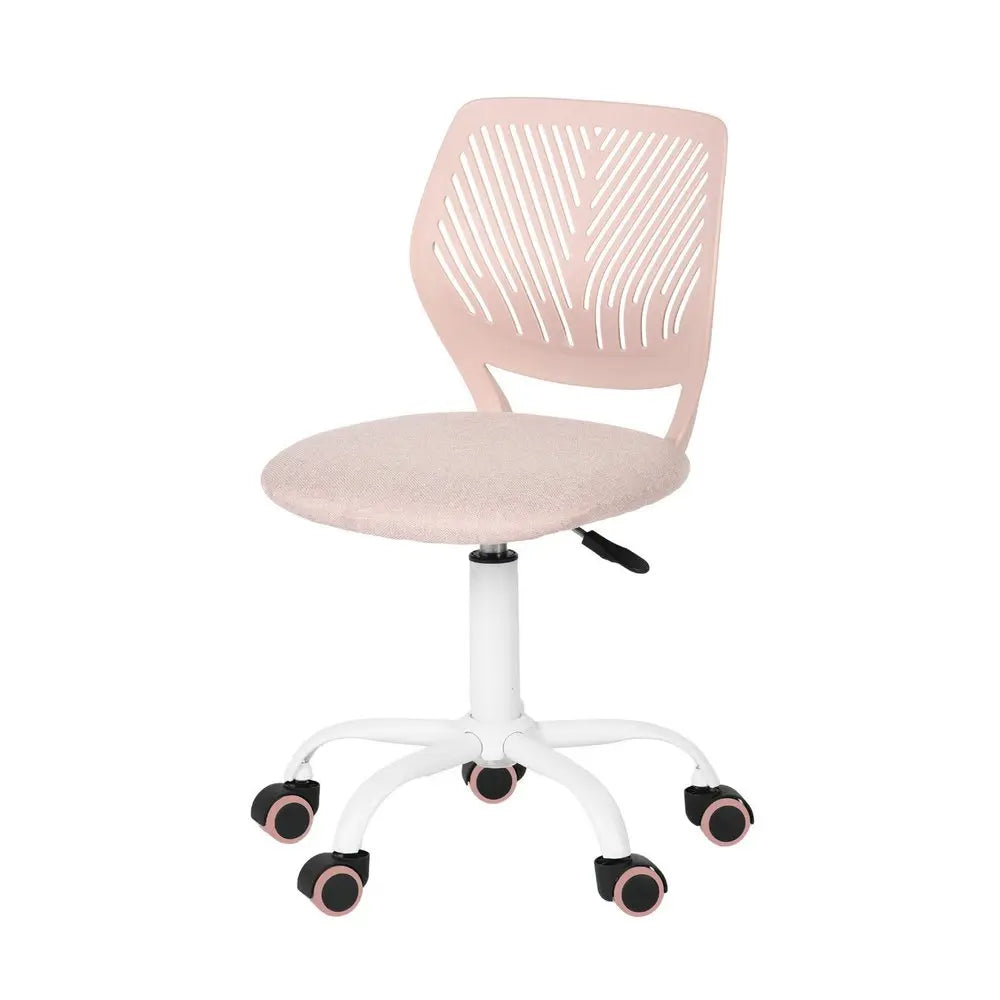 Pink and White Adjustable Height Swivel Rolling Office Chair HomeRoots
