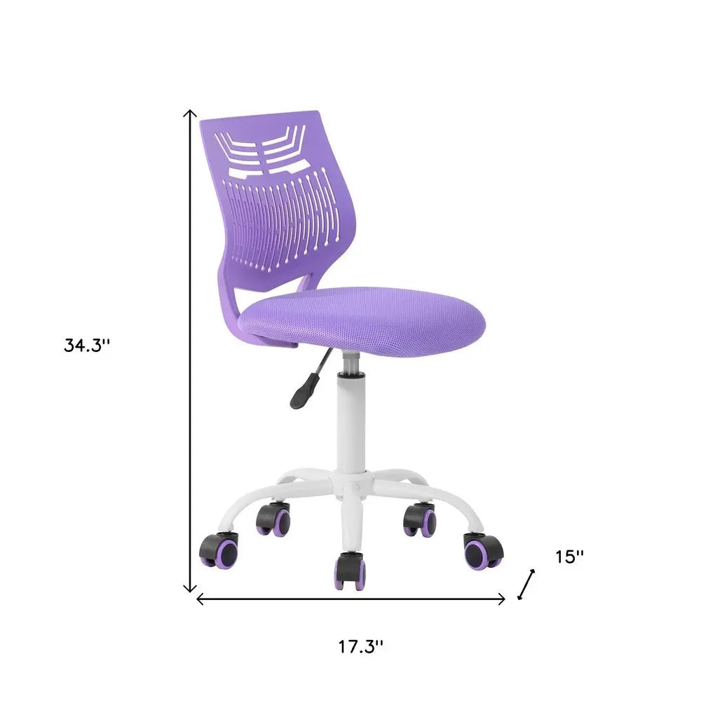 Purple and White Adjustable Height Swivel Rolling Office Chair HomeRoots